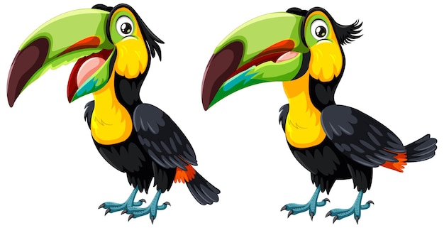 Free Vector colorful toucans in vector art style