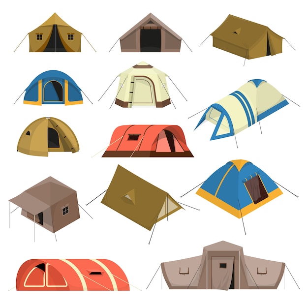 Colorful Tourist Tents Set