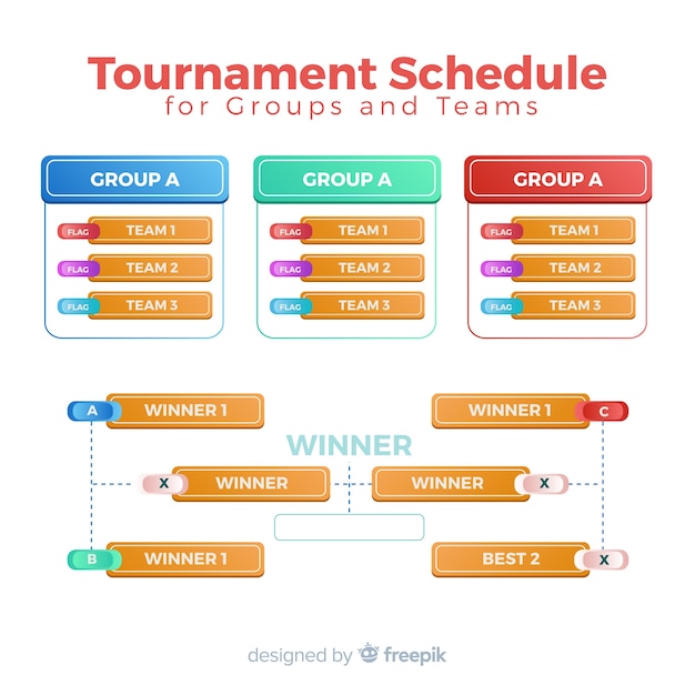 Free Vector colorful tournament schedule with flat design