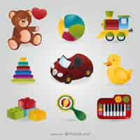 Free vector colorful toys pack