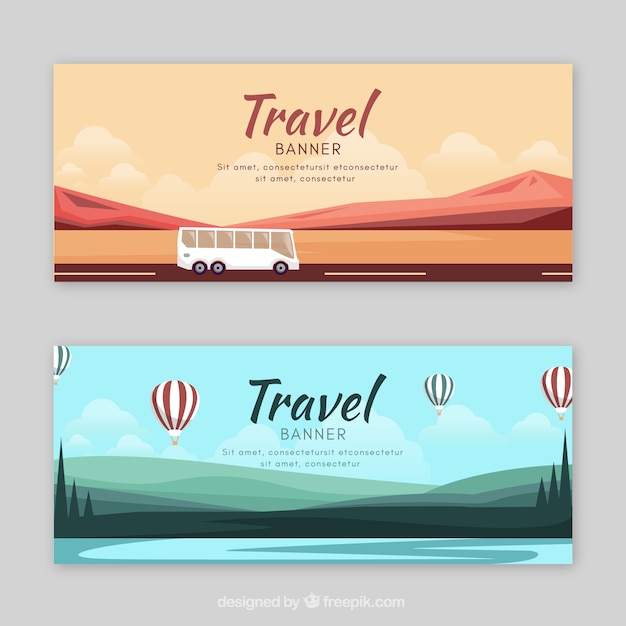 Free Vector colorful travel banners with flat design