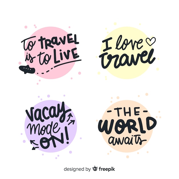 Free vector colorful travel lettering badges collection