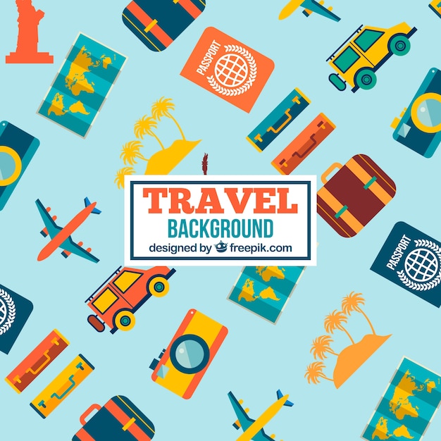 Colorful travel pattern background