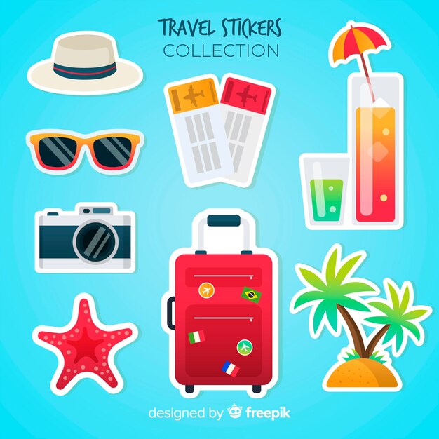 Colorful travel sticker set