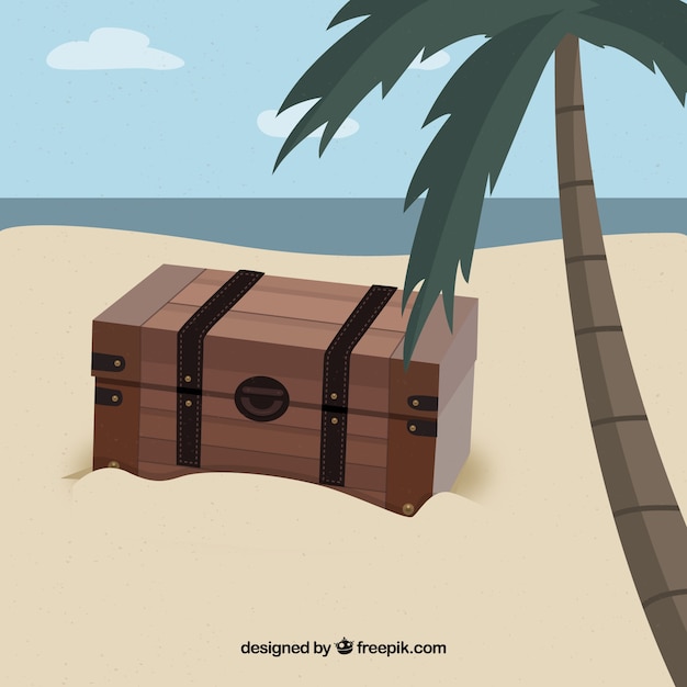 Free Vector colorful treasure box with flat design