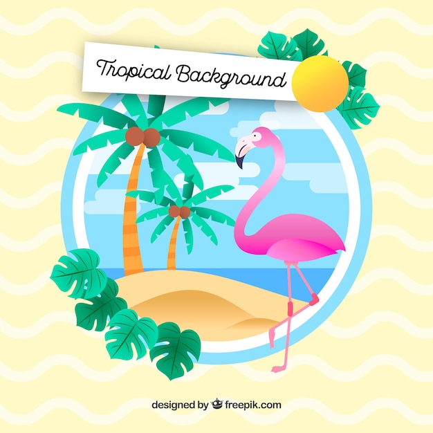 Free vector colorful tropical background with flat design