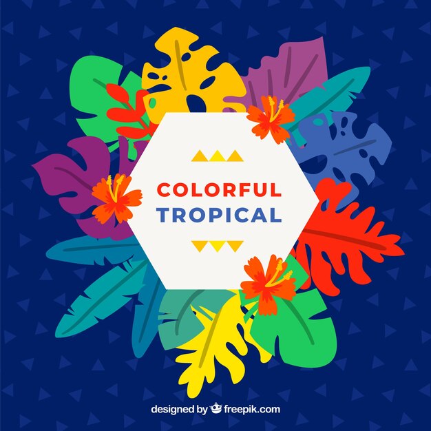 Colorful tropical background with flat design