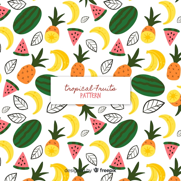 Free Vector colorful tropical fruits pattern