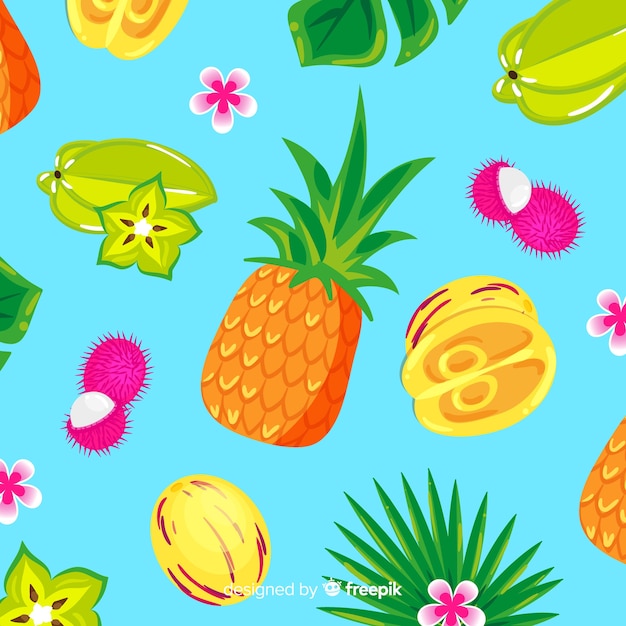 Free Vector colorful tropical fruits pattern