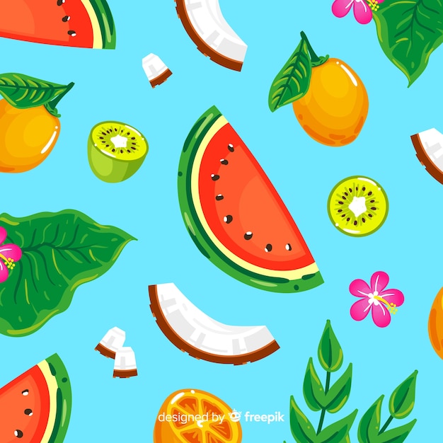 Colorful tropical fruits pattern