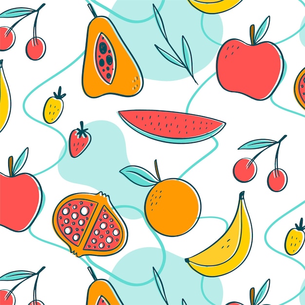 Colorful tropical fruits pattern