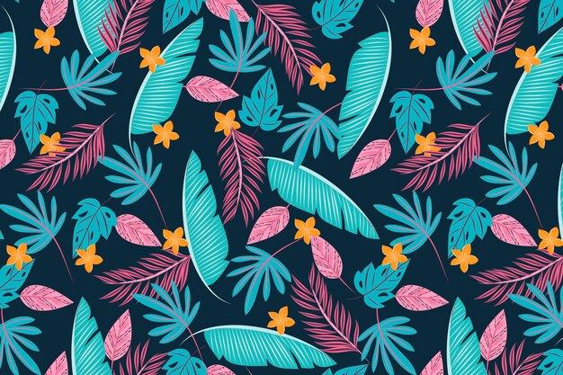 Colorful tropical leaves background