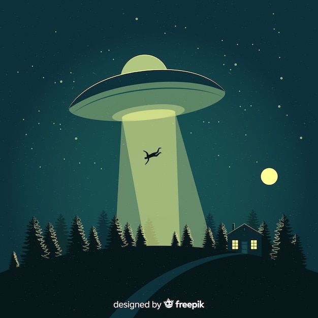 Free vector colorful ufo abduction concept with flat design