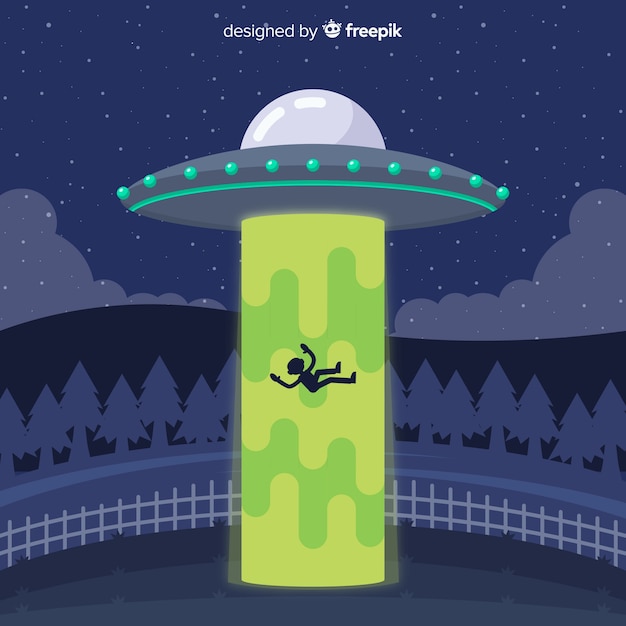 Free vector colorful ufo abduction concept with flat design