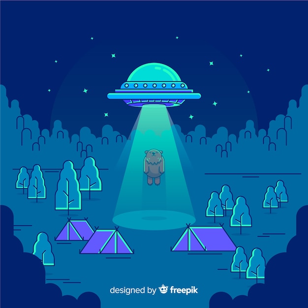 Free Vector colorful ufo abduction concept with flat design