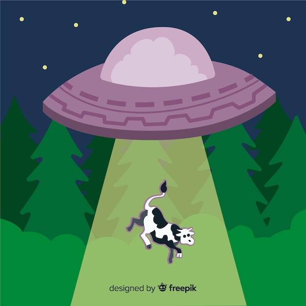 Colorful ufo abduction concept with flat design