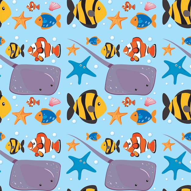 Free vector colorful underwater marine life pattern