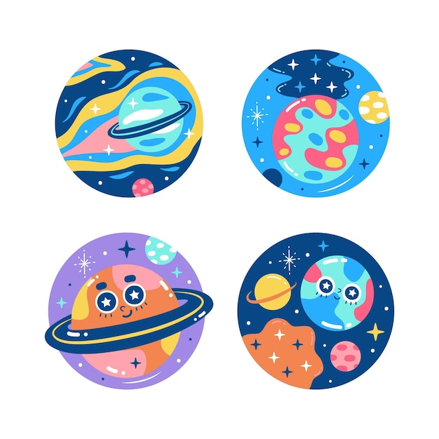 Colorful universe stickers collection