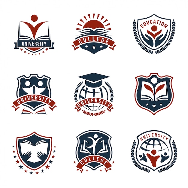 Colorful University Logos Isolated Set