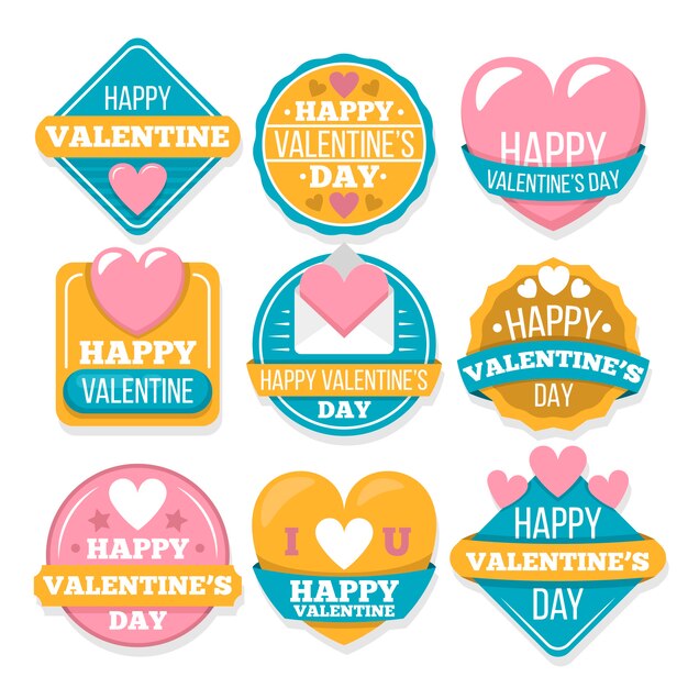 Colorful valentine's day badge collection