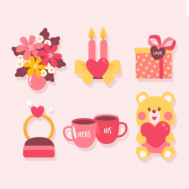 Colorful valentine's day element collection