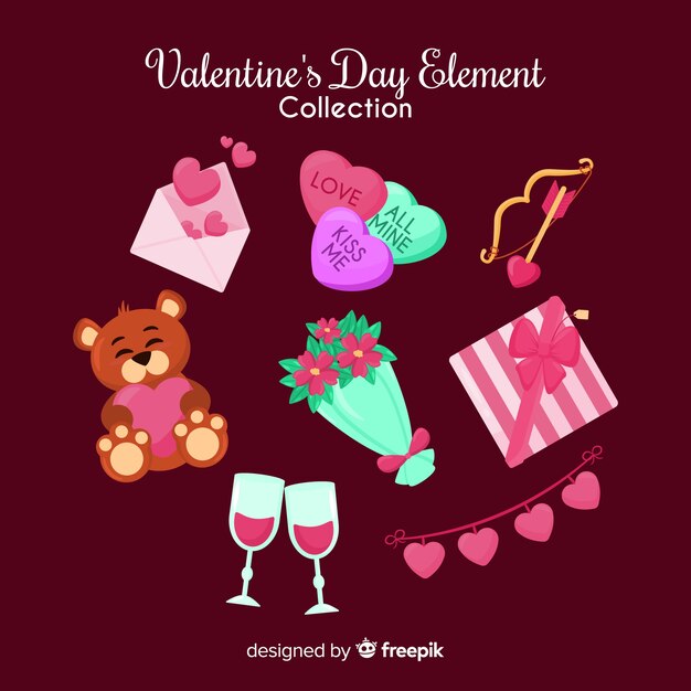 Colorful valentine's day elements collection