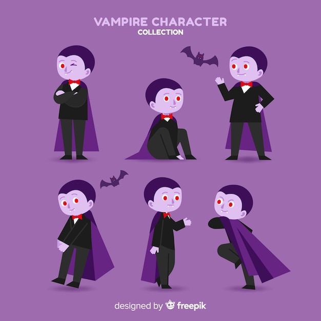 Free Vector colorful vampire character collection with flat design