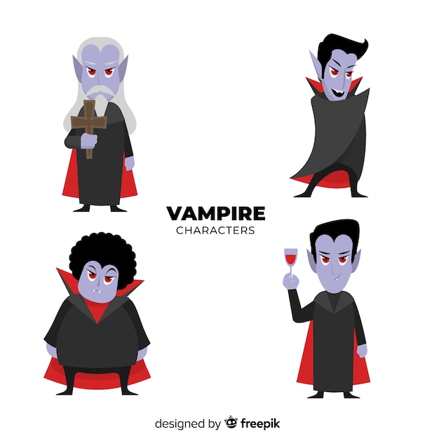 Free Vector colorful vampire character collection with flat design