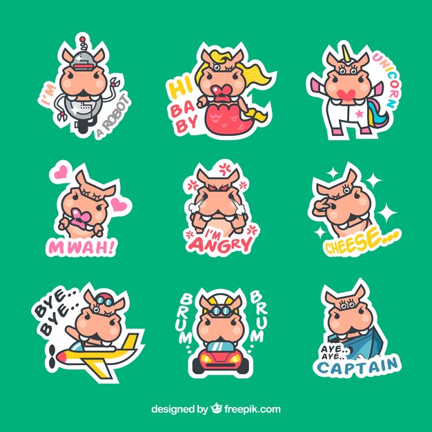 Colorful variety of fun cow stickers