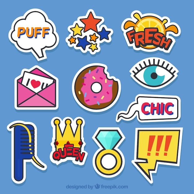 Colorful variety of fun stickers