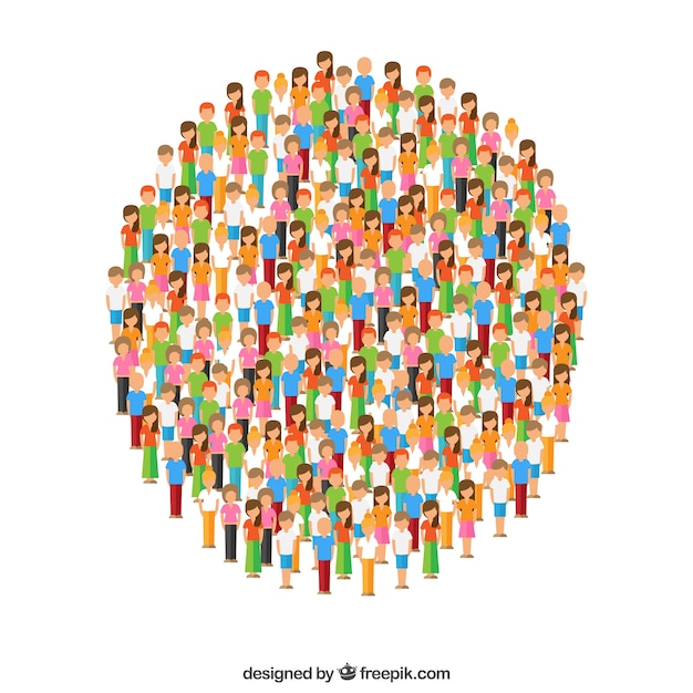 Free vector colorful variety of people forming a circle