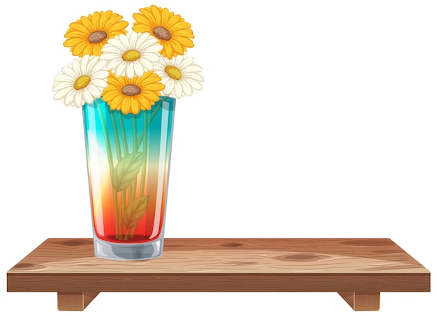 Free Vector colorful vase with flowers on shelf