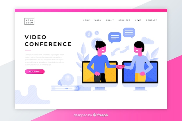 Colorful video conference landing page