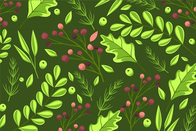 Colorful wallpaper with flowers and leaves