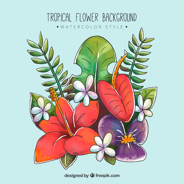 Free vector colorful water color style tropical flower background