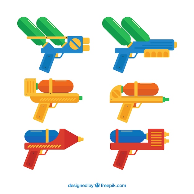 Free Vector colorful water guns collection in flat style