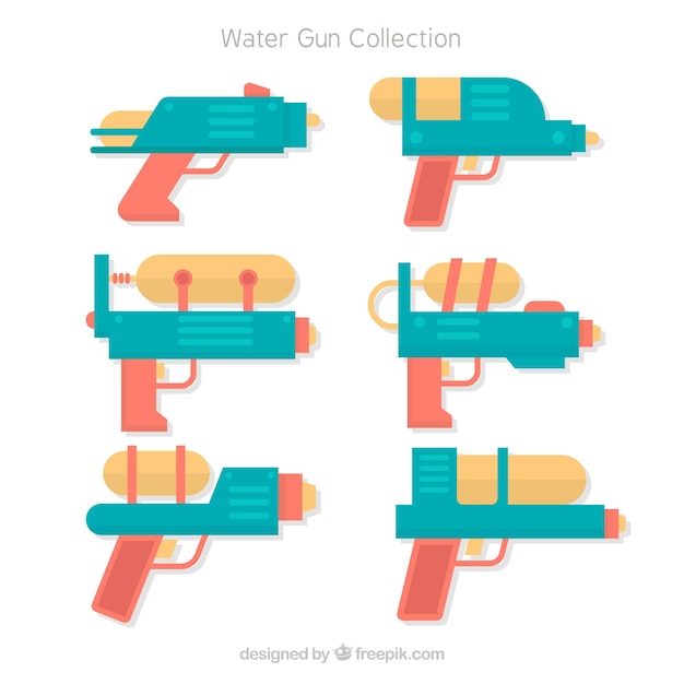 Free Vector colorful water guns collection in flat style