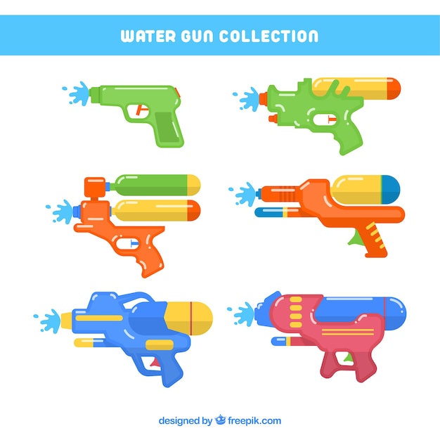 Free Vector colorful water guns collection in flat style