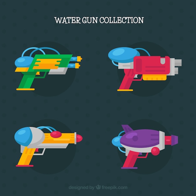 Free vector colorful water guns collection in flat style