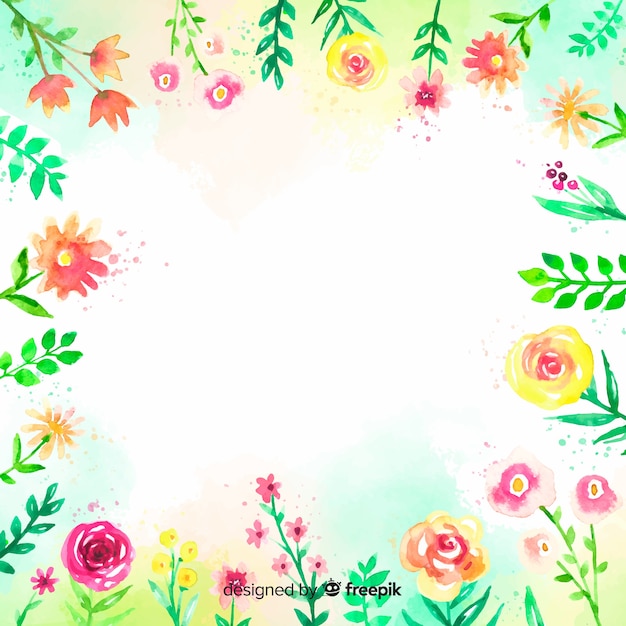 Colorful watercolor background with flowers