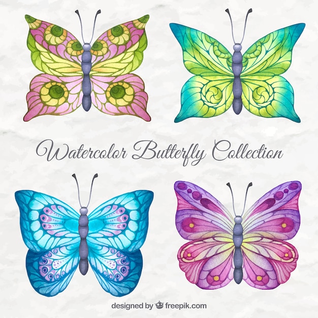 Free Vector colorful watercolor butterfly collection