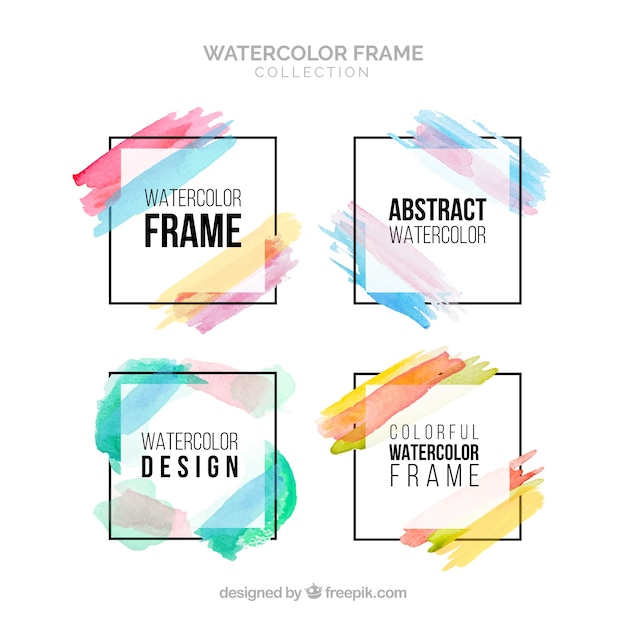 Free vector colorful watercolor frame collection