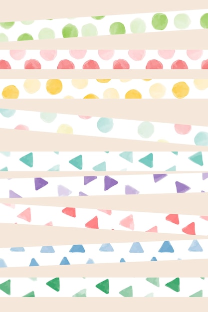 Free vector colorful watercolor line seamless pattern  design vector set