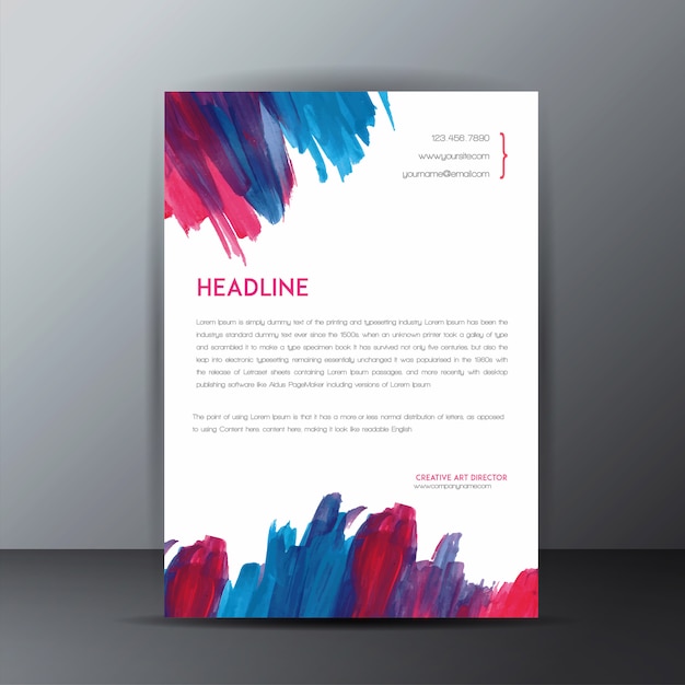 Free vector colorful watercolor splatter letterhead template