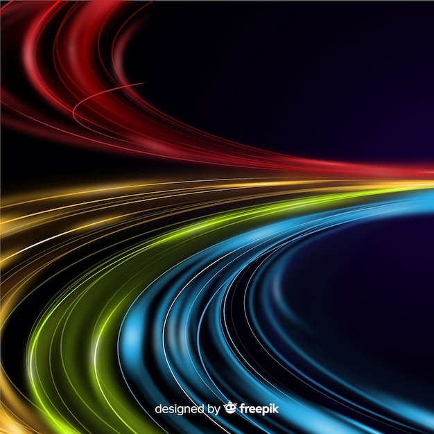 Colorful wavy light trail background