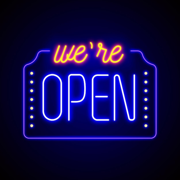 Colorful 'we are open' neon sign