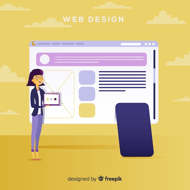 Colorful web design concept with flat design