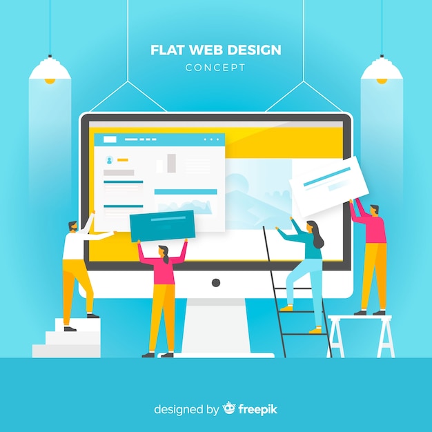 Free Vector colorful web design concept with flat design