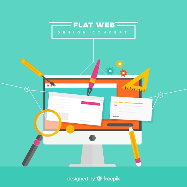 Free vector colorful web design concept with flat design