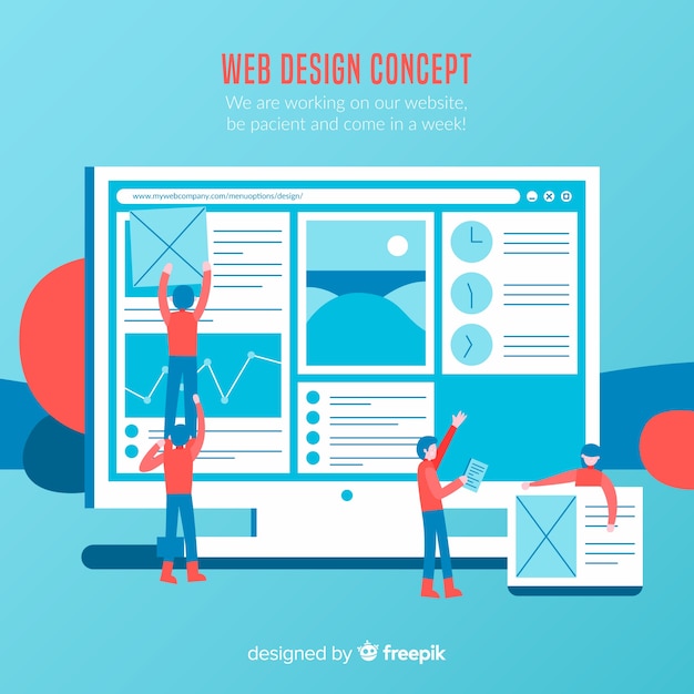 Colorful web design concept with flat design